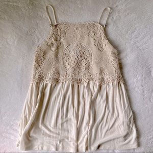 FRANCESCA’S White Crotchet Tank Top, Size XS